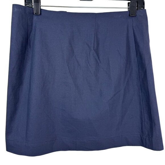 Altar'd State NEW Navy Blue Cotton Mini Wrap Skirt Large Casual Nautical Button - Picture 2 of 8